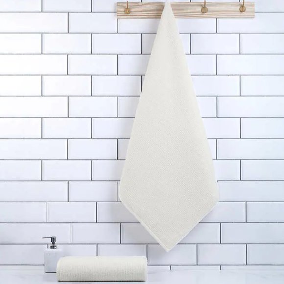 Threadable Textured Bath Towels, Set of 2 Light Cream - Picture 1 of 3